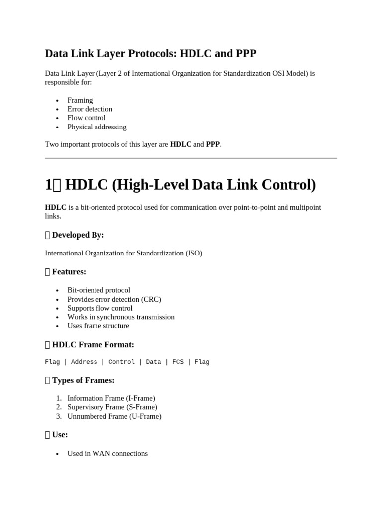 Data Link Layer Protocols | PDF | Password | Communications Protocols