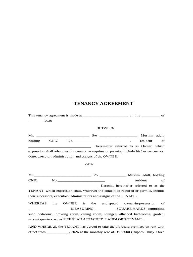 Tenancy Agreement New | PDF