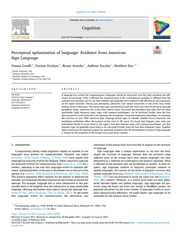 Perceptual Optimization of Language Evidence From American Sign ...