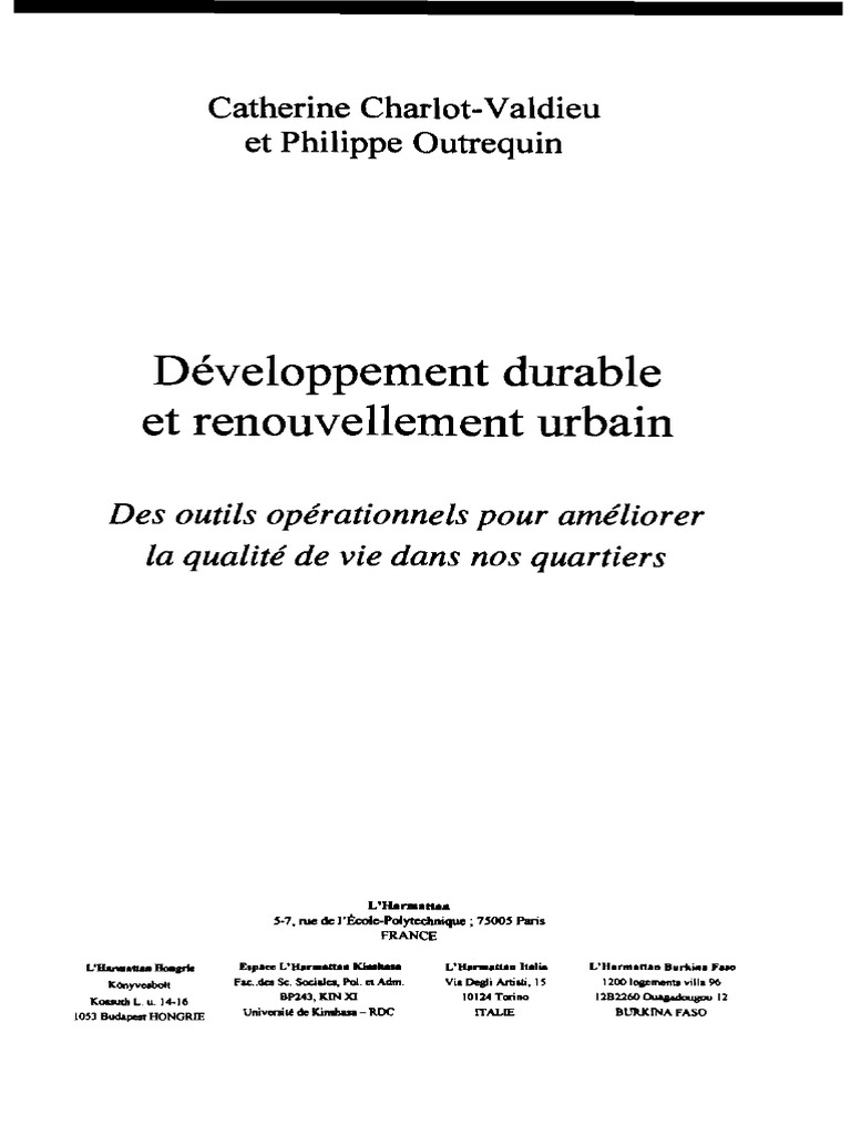 OUVRAGEDeveloppement Durable Et Renouvellement Urbain | PDF ...