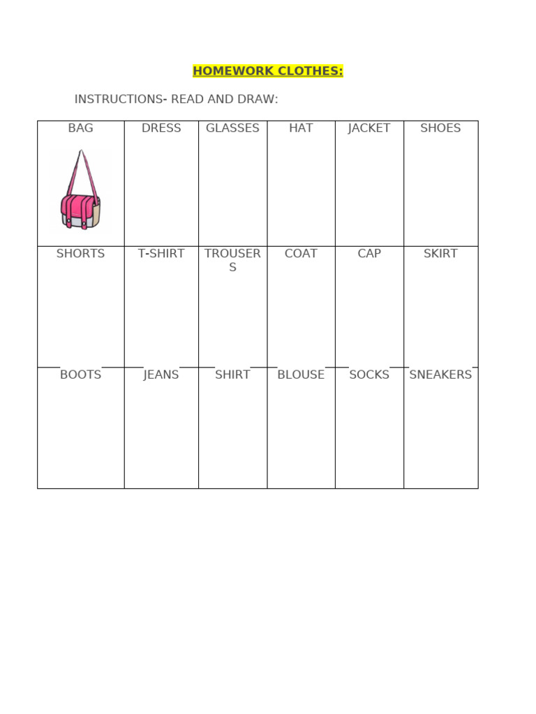 Homework Clothes | PDF