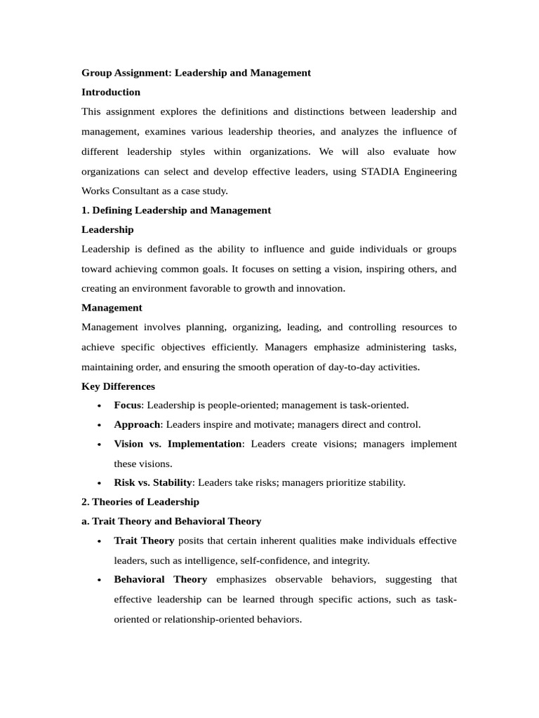 Leadership Group Assignment | PDF | Leadership | Transformational ...