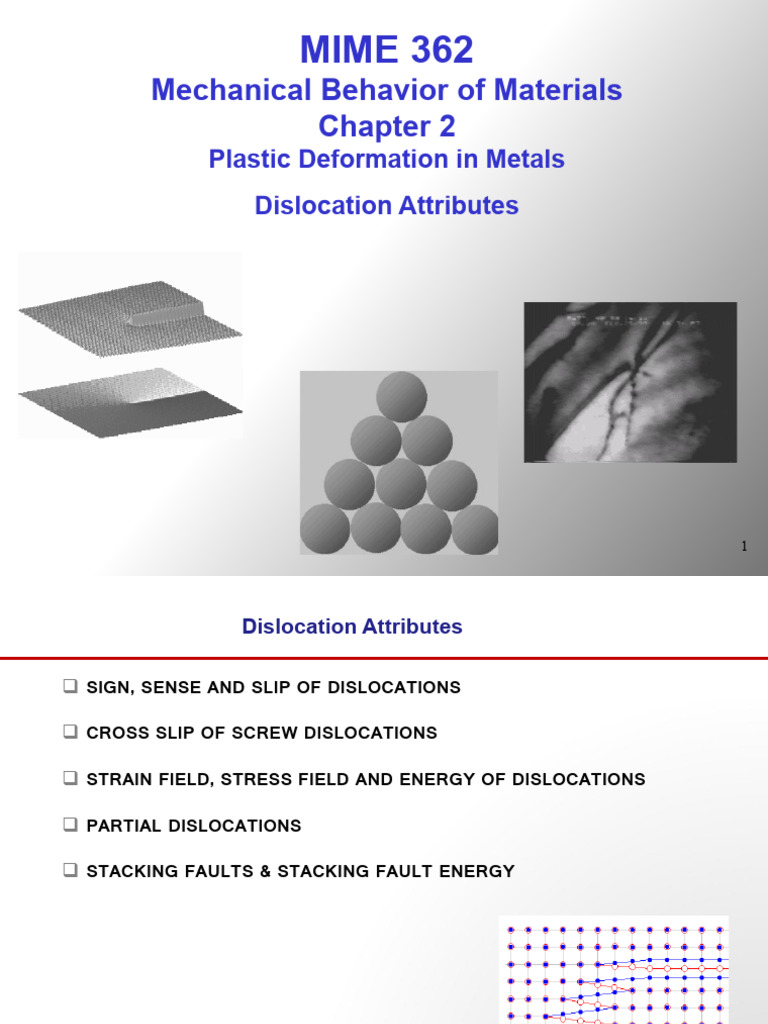 Lecture 3d Mime 362 CH 2 Plastic Deformation in Metals - Dislocation ...