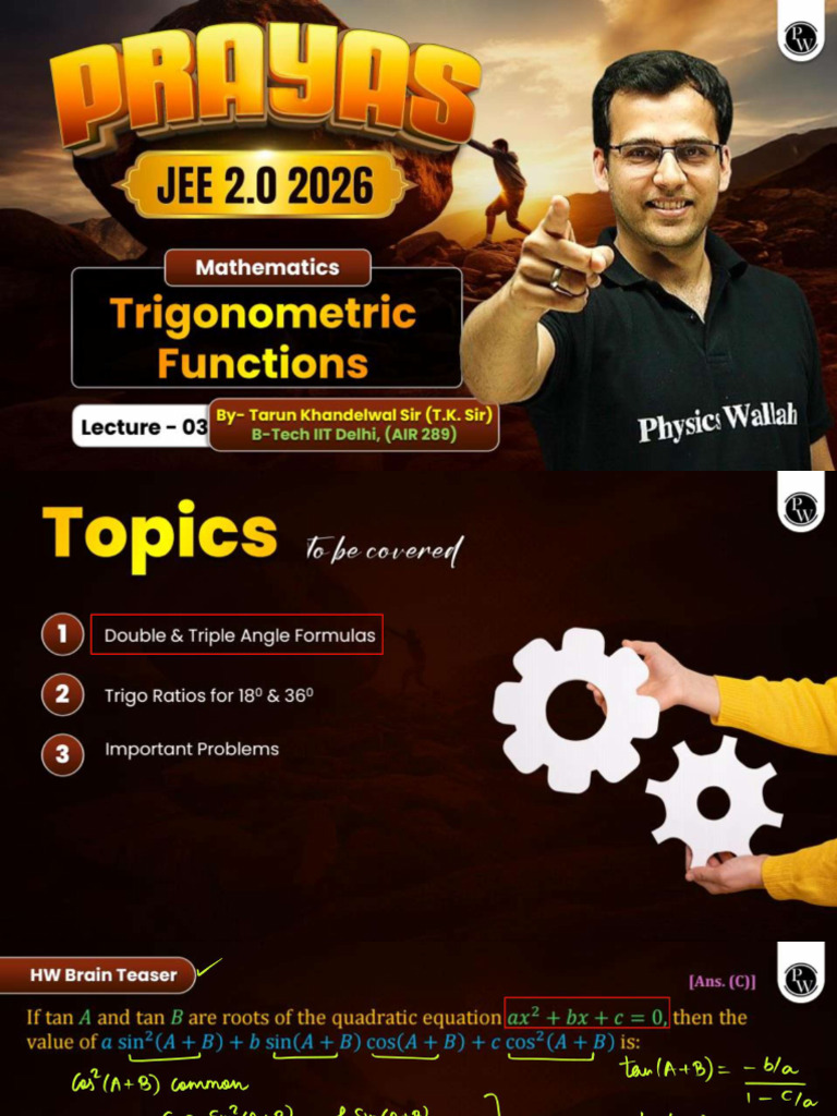 Trigonometric Functions 03 Class Notes | PDF