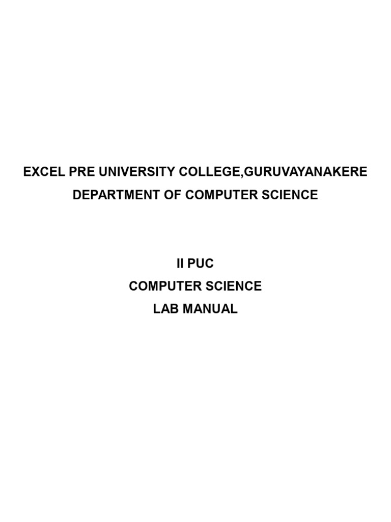 Ii Puc Practical Manual | PDF | Computing | Computer Programming