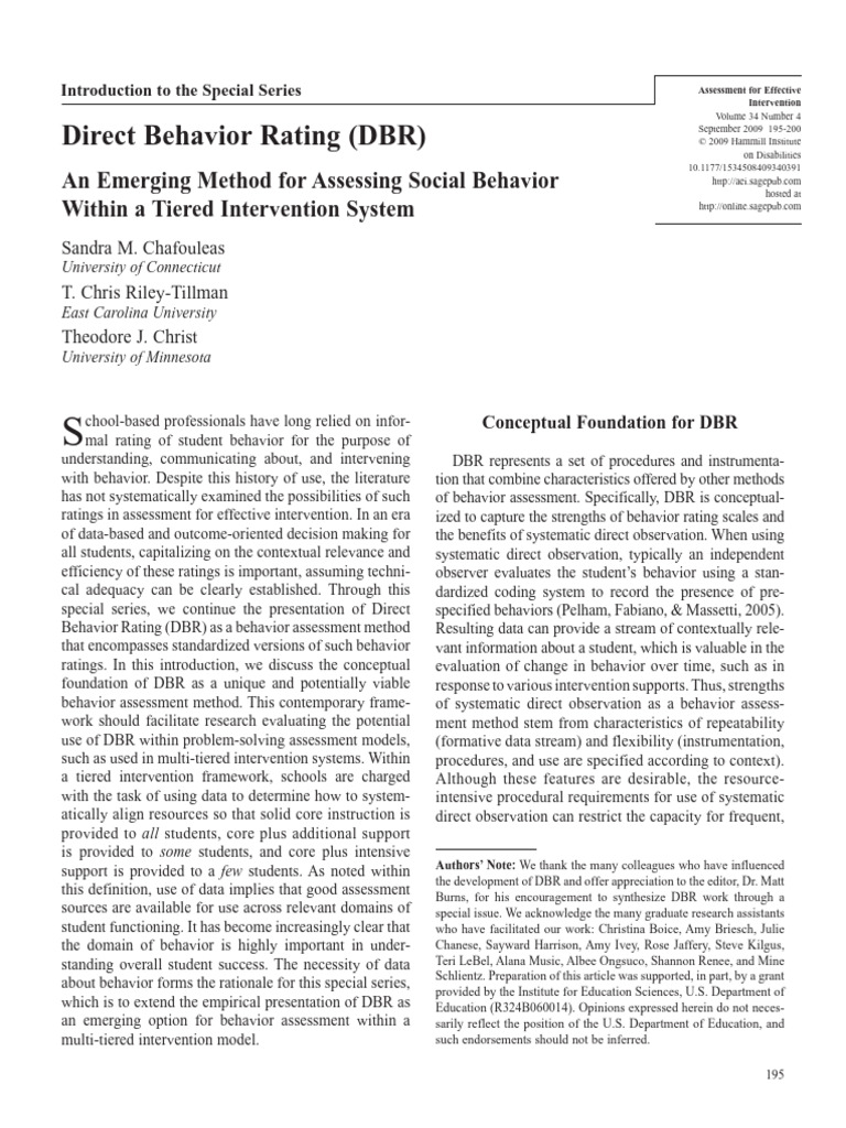 Optional 2009-Chafouleas-et-Al-Direct Behavior Rating (DBR) An Emerging ...