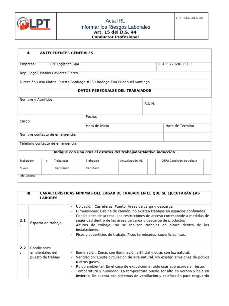 IRL LPT Conductor | PDF | La seguridad