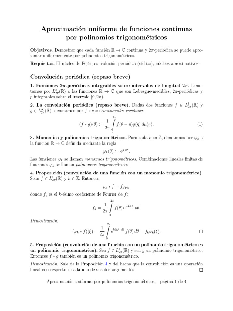 Uniform Approximation by Trigonometric Polynomials Es | PDF ...
