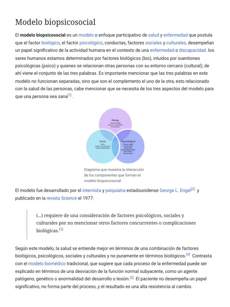 Modelo Biopsicosocial - Wikipedia, La Enciclopedia Libre | PDF ...
