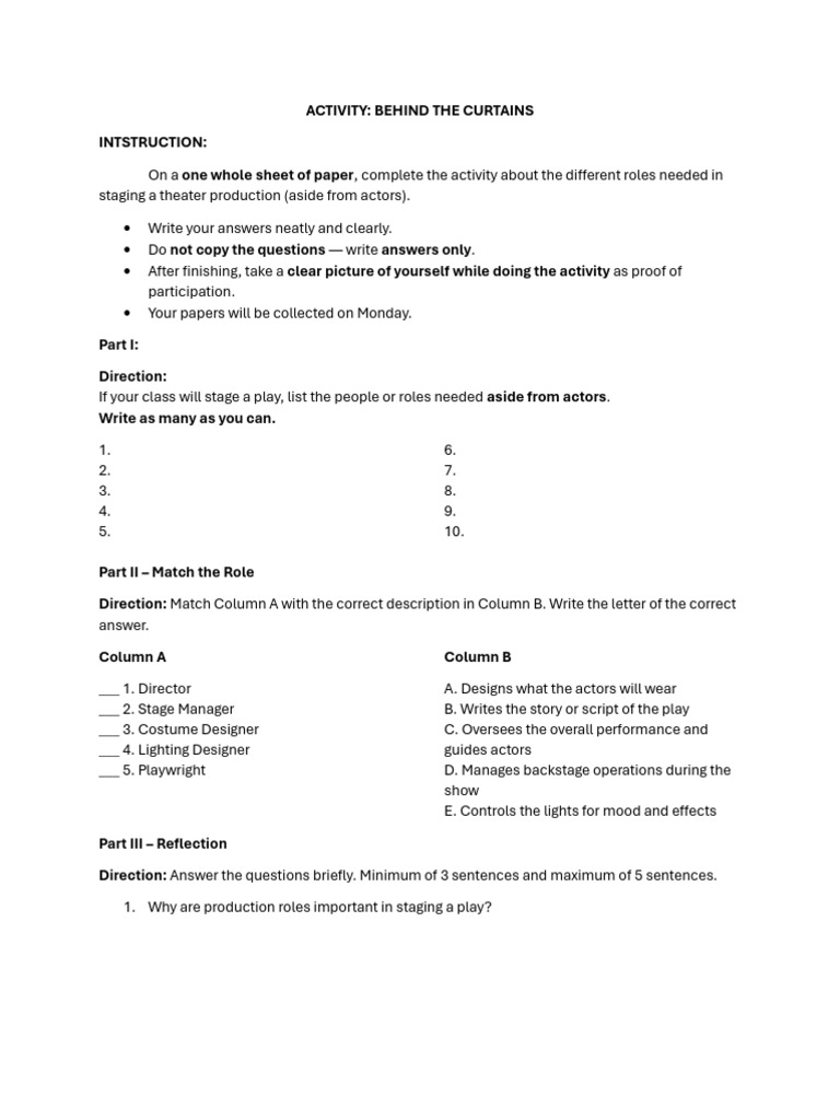 Arts 10 Asynchronous Activity | PDF
