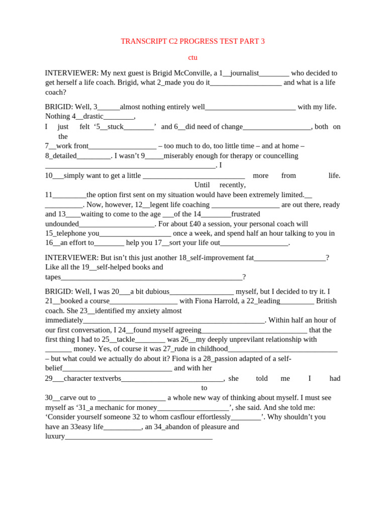 Transcript Progress Test 10 Part 3 1 | PDF