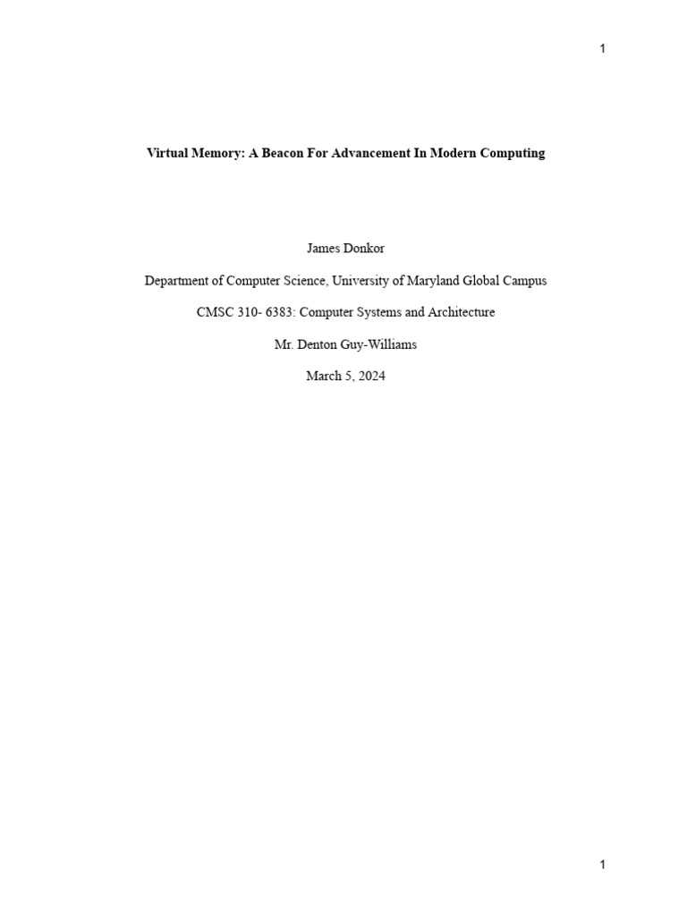 Virtual Memory - A Beacon For Advancement in Modern Computing | PDF ...
