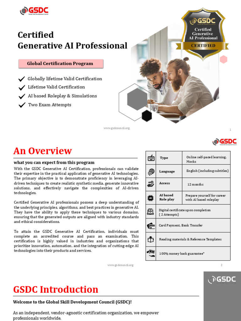 GSDC Certified Generative AI Professional Brochure | PDF | Artificial ...