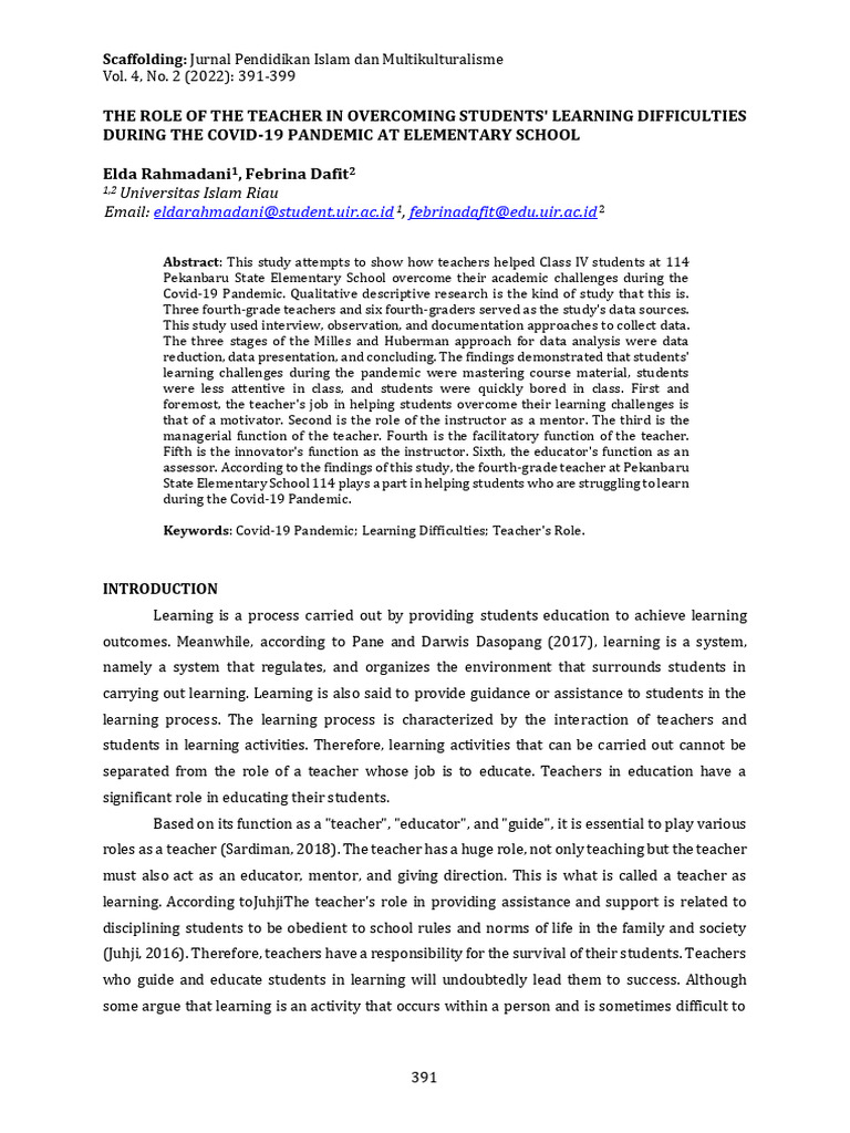 The Role of The Teacher in Overcoming Students Le | PDF | Teachers ...