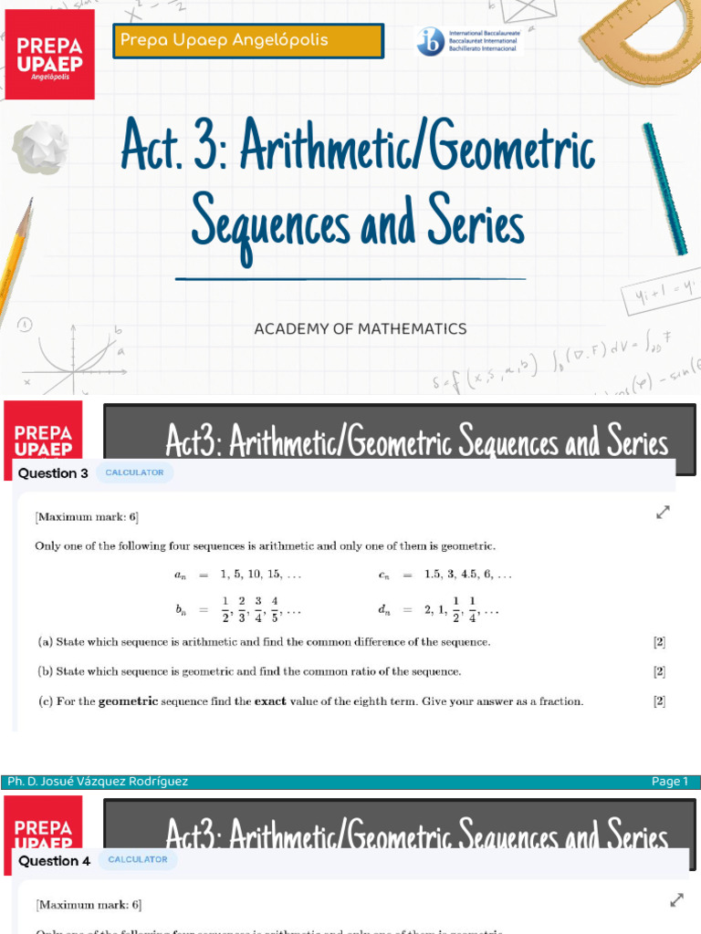 HW1. Arithmetic-Geometric Sequences and Series | PDF