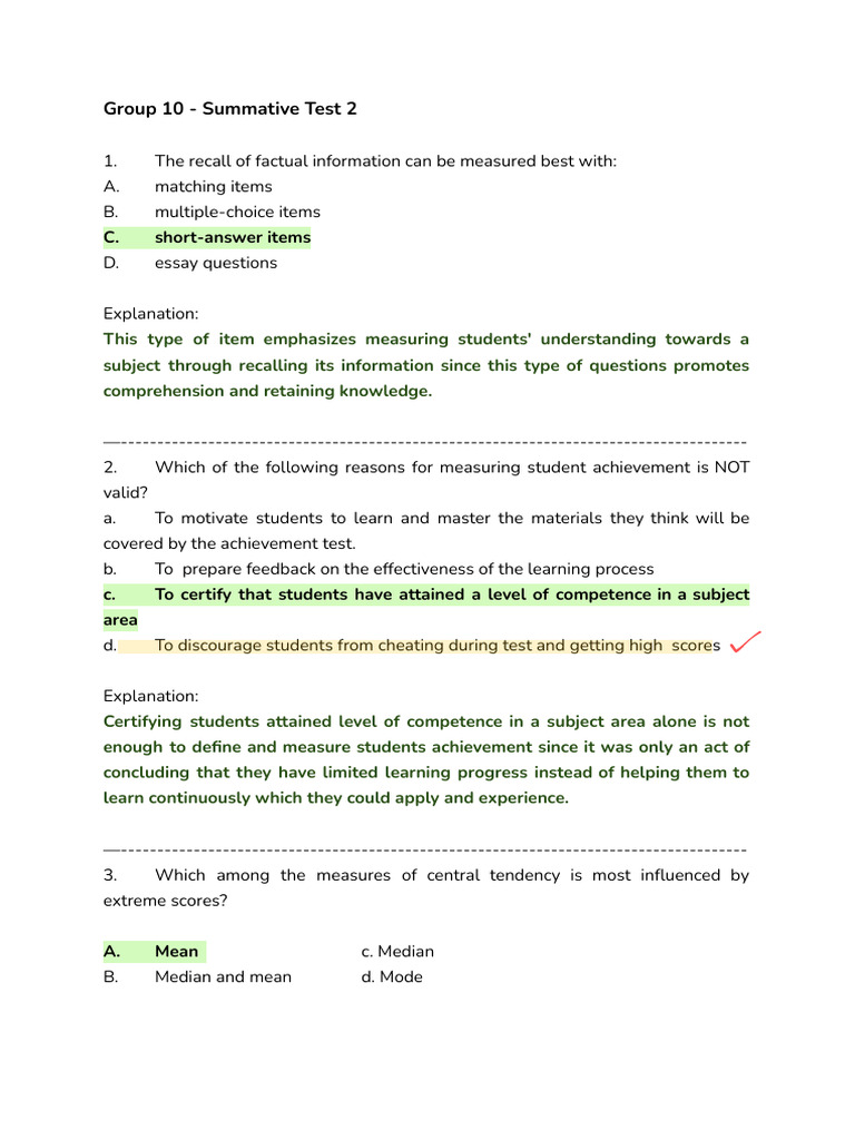 Group 10 Summative Test 2 Copy 2 | PDF | Teachers | Pedagogy