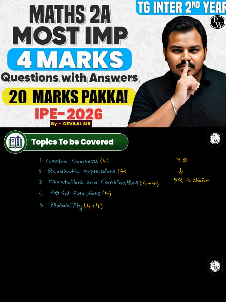 4 Marks Most Imp Questions & Answers - Maths 2A | PDF