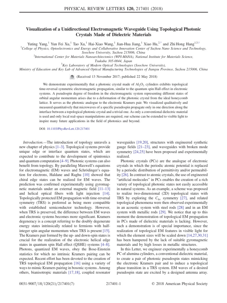 Visualization of A Unidirectional Electromagnetic Waveguide Using ...