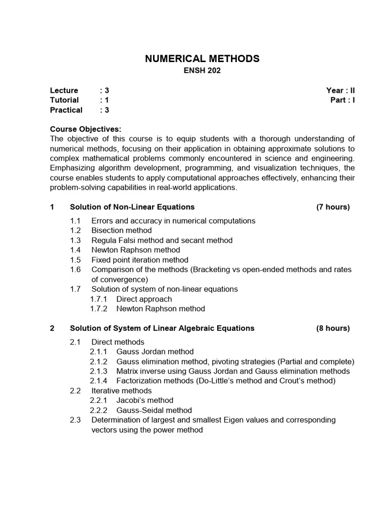 SH 202 Numerical Methods | PDF | Interpolation | Equations