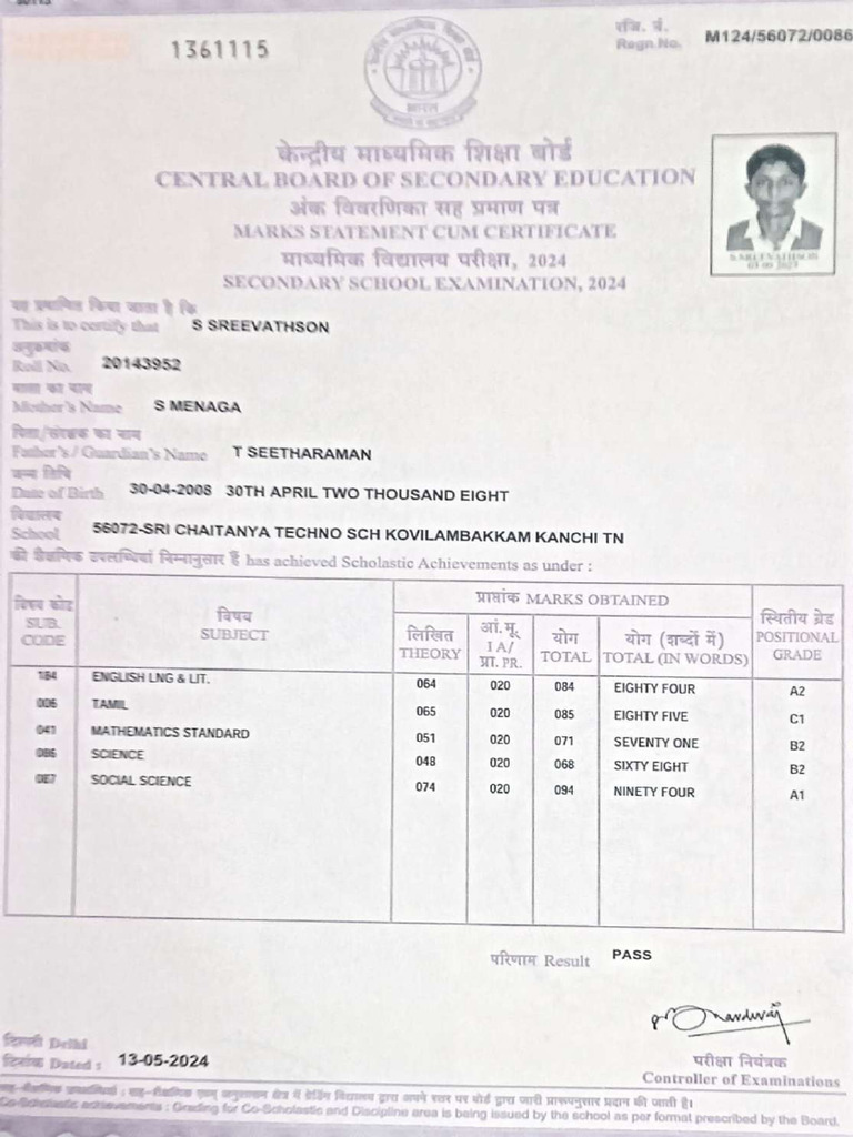 10th Mark Sheet - Compressed | PDF