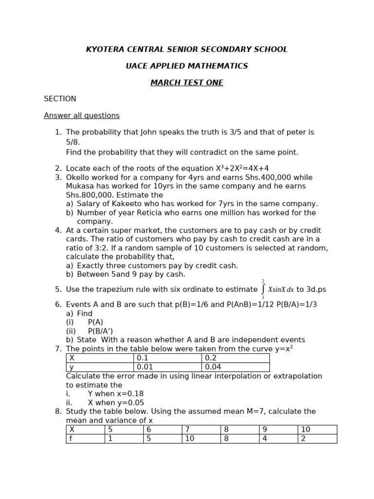 MTC Test One | PDF