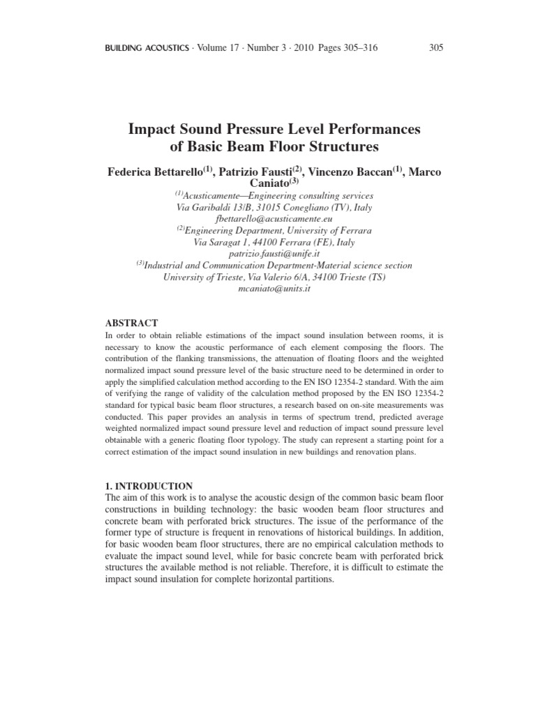 A Impact Sound Pressure Level Performances of Basic Beam Floor ...