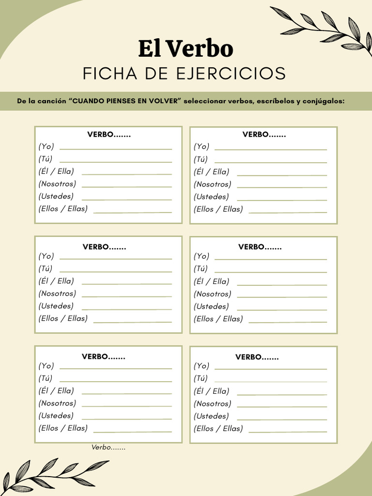Ficha de Ejercicios Del Imperfecto Simple Verde | PDF