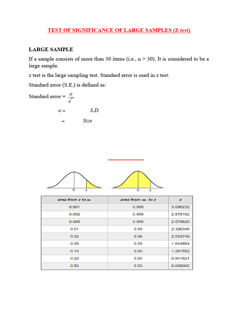 Z Test | PDF | Standard Error | Standard Deviation