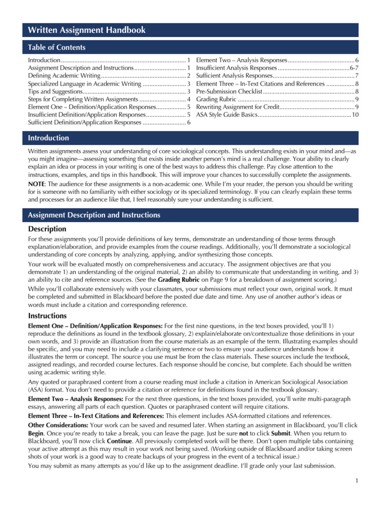 2025 Revised Written Assignment Handbook | PDF | Citation | Sic