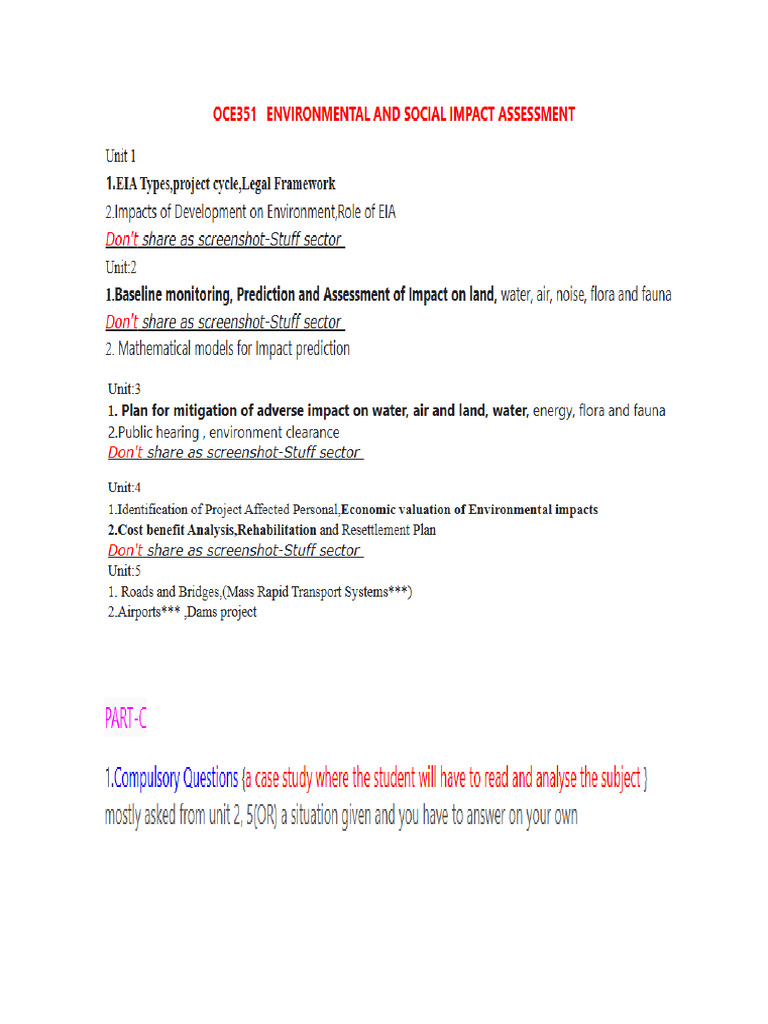 ESIA Important Questions | PDF