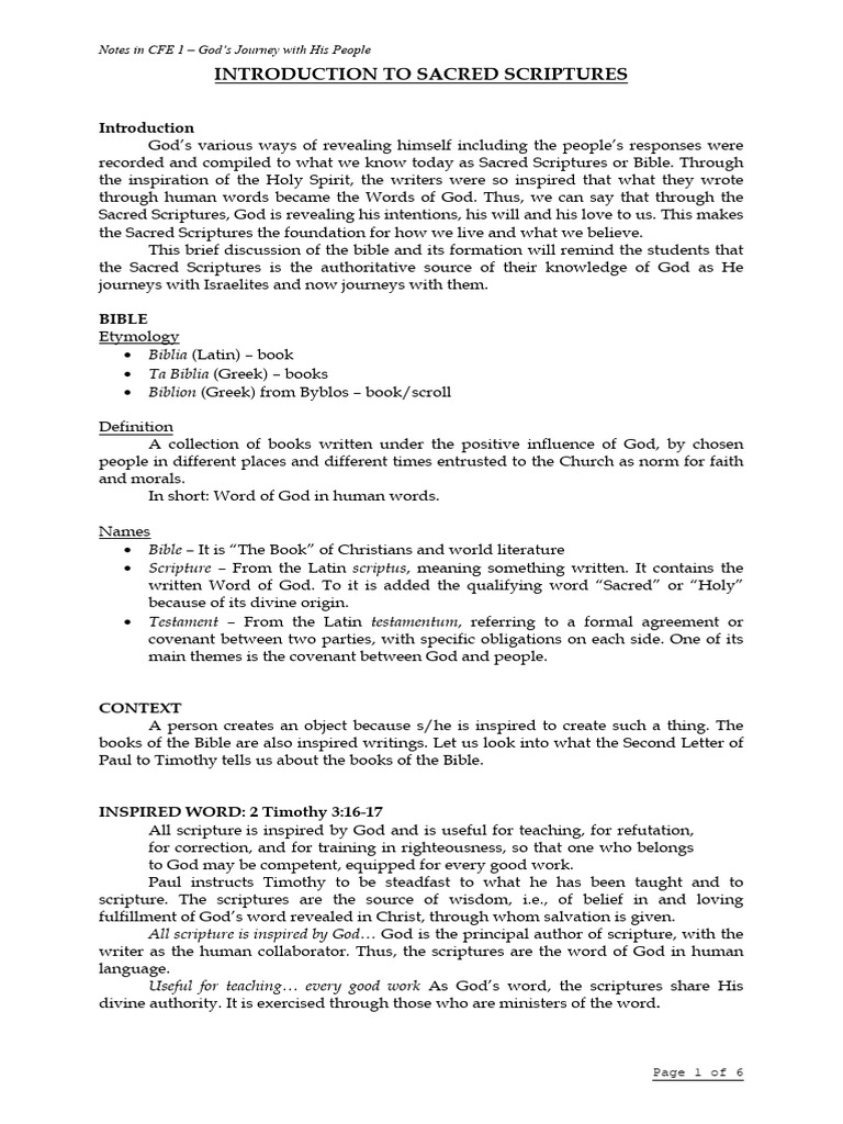 0.2 Introduction To Sacred Scriptures | PDF | Biblical Canon | Bible