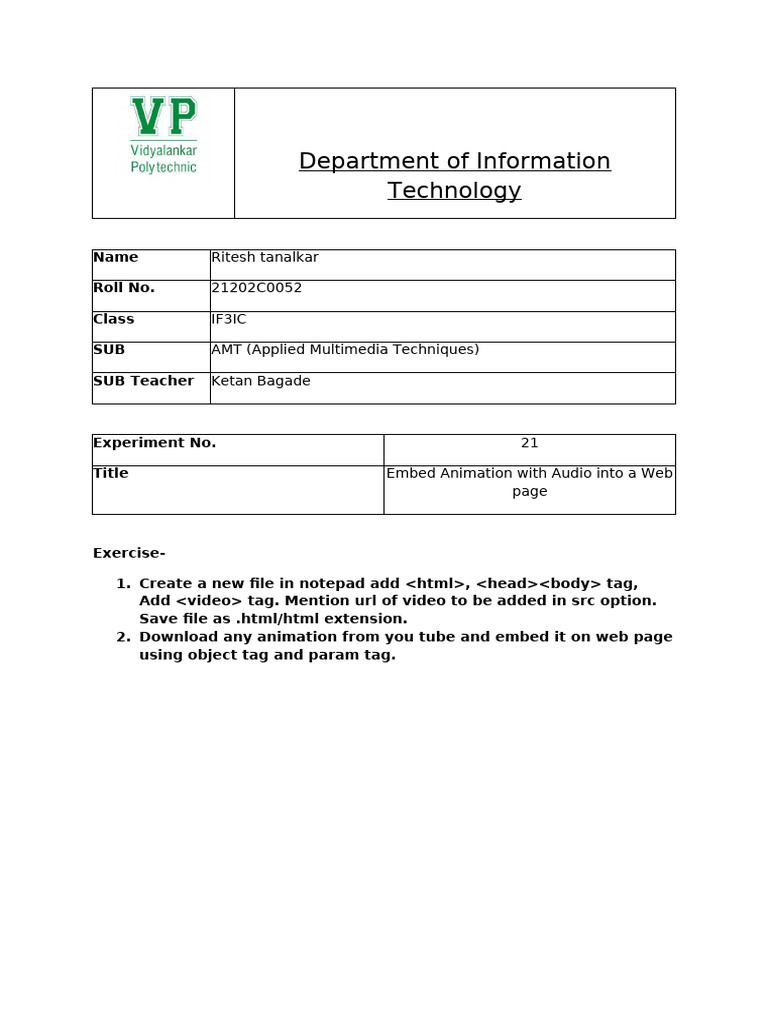 AMT Practical No 21 | PDF