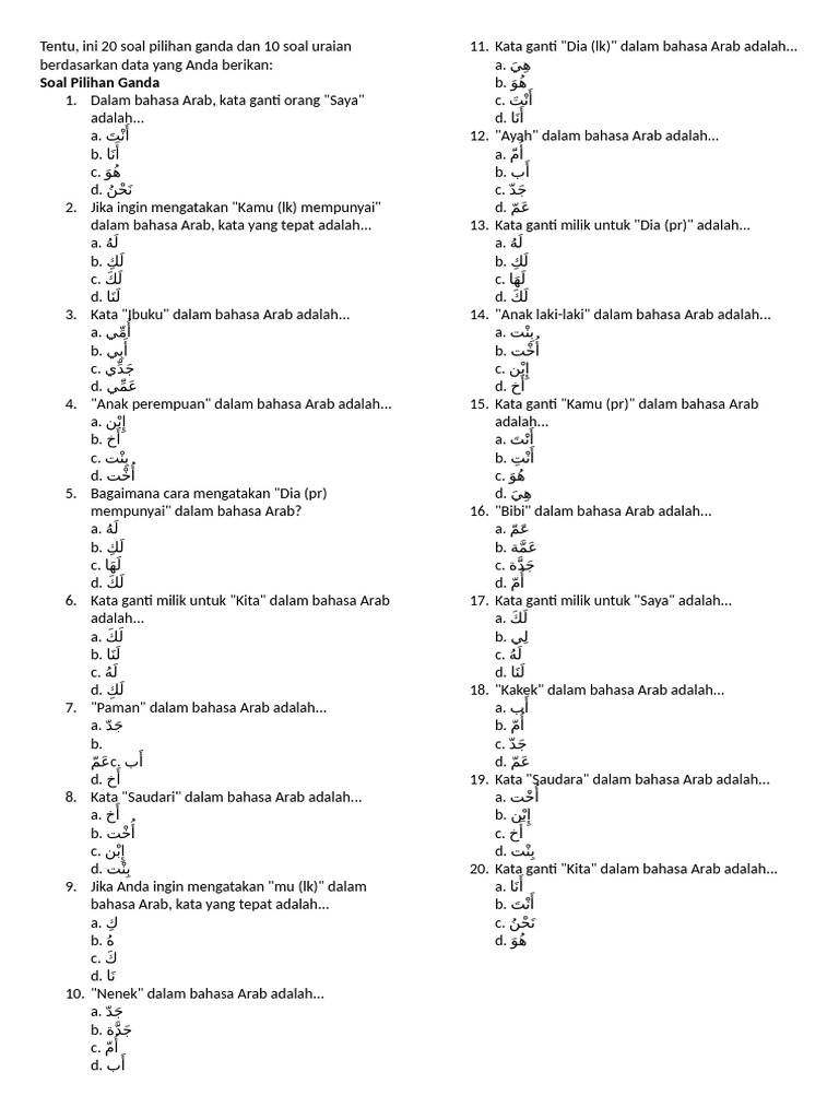 Bahasa Arab Kelas 4 | PDF