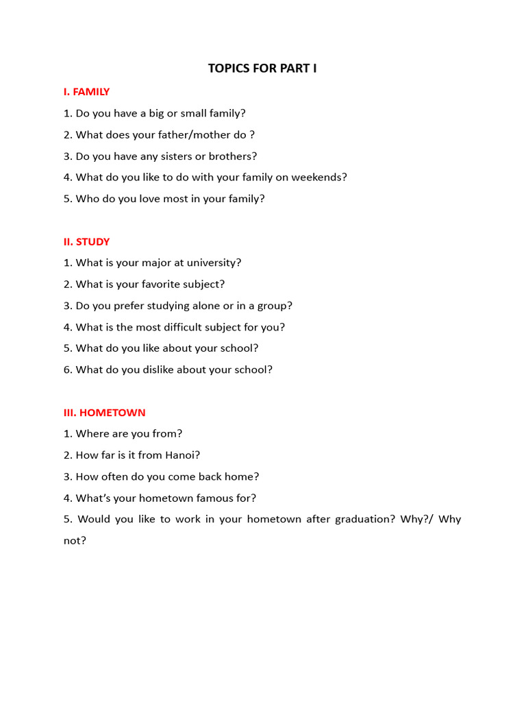 Topics For Part I - Final Ver | PDF