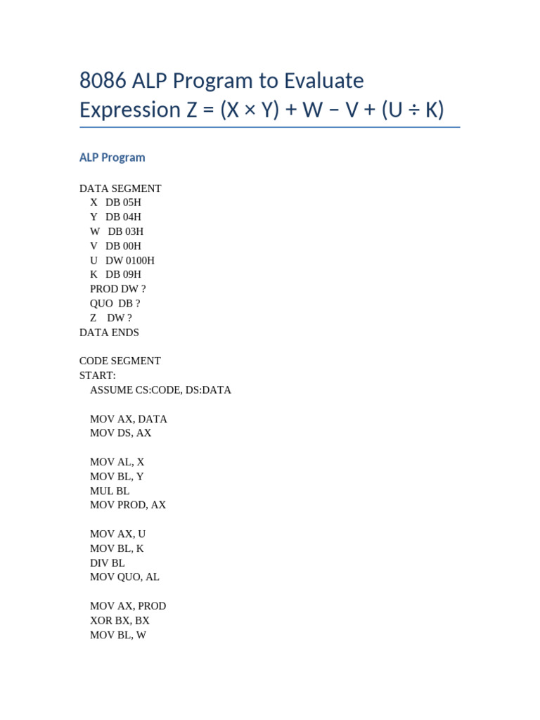 ALP Expression Evaluation Step by Step | PDF