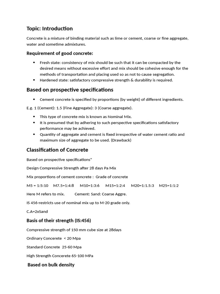 Concrete Notes | PDF | Concrete | Construction Aggregate