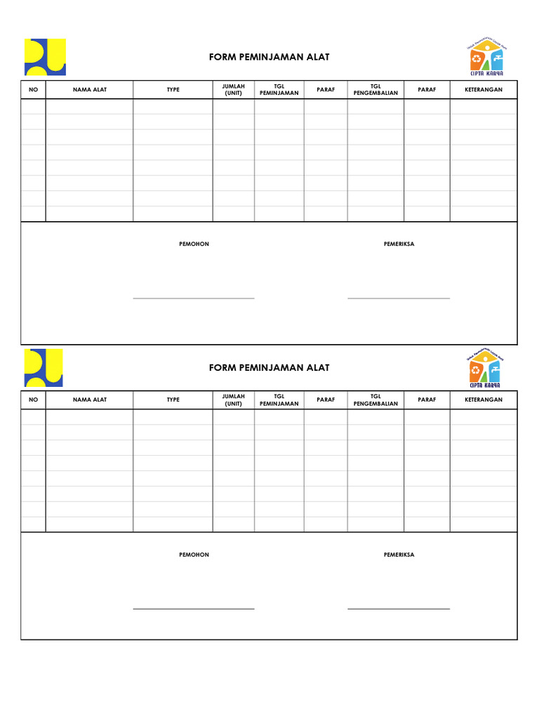 Form Peminjaman Alat | PDF