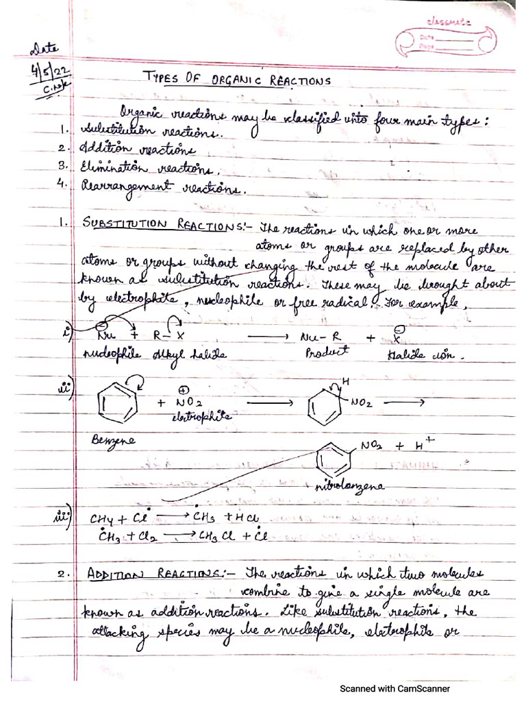 Types of Organic Reactions | PDF