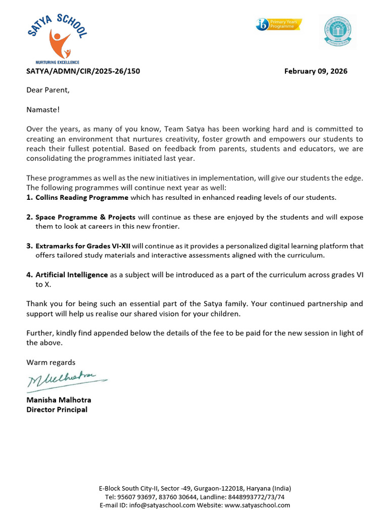 Fee Circular 2026 27 | PDF