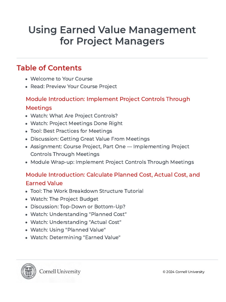 Cepm504 Course-Transcript | PDF | Project Management | Forecasting