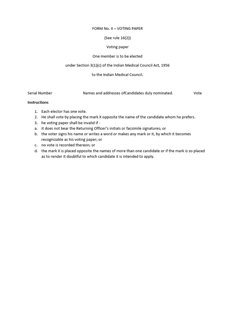 FORM No II | PDF