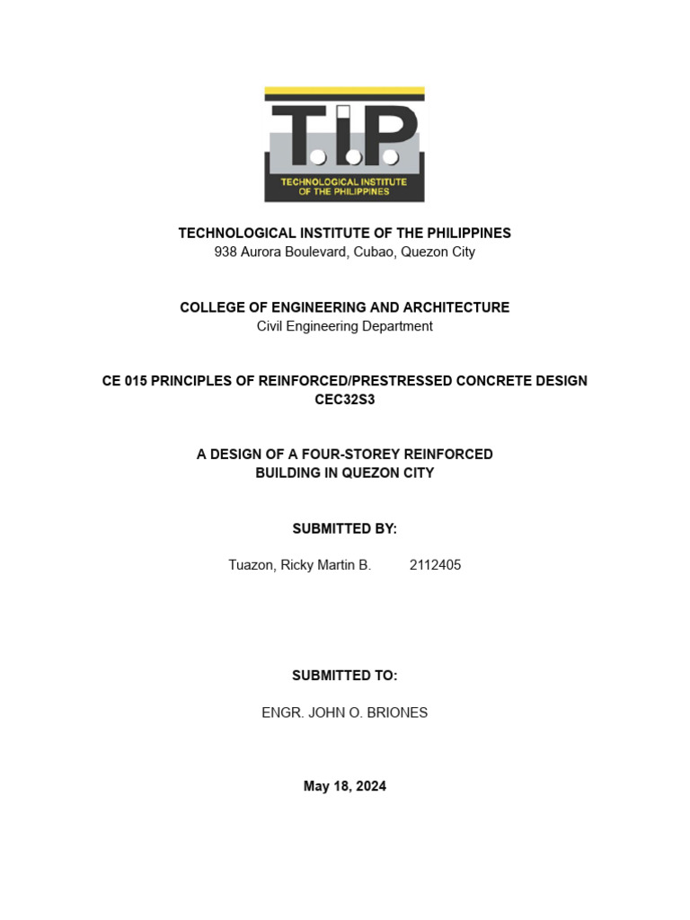 RCD Design Project (Tuazon) | PDF | Reinforced Concrete | Beam (Structure)
