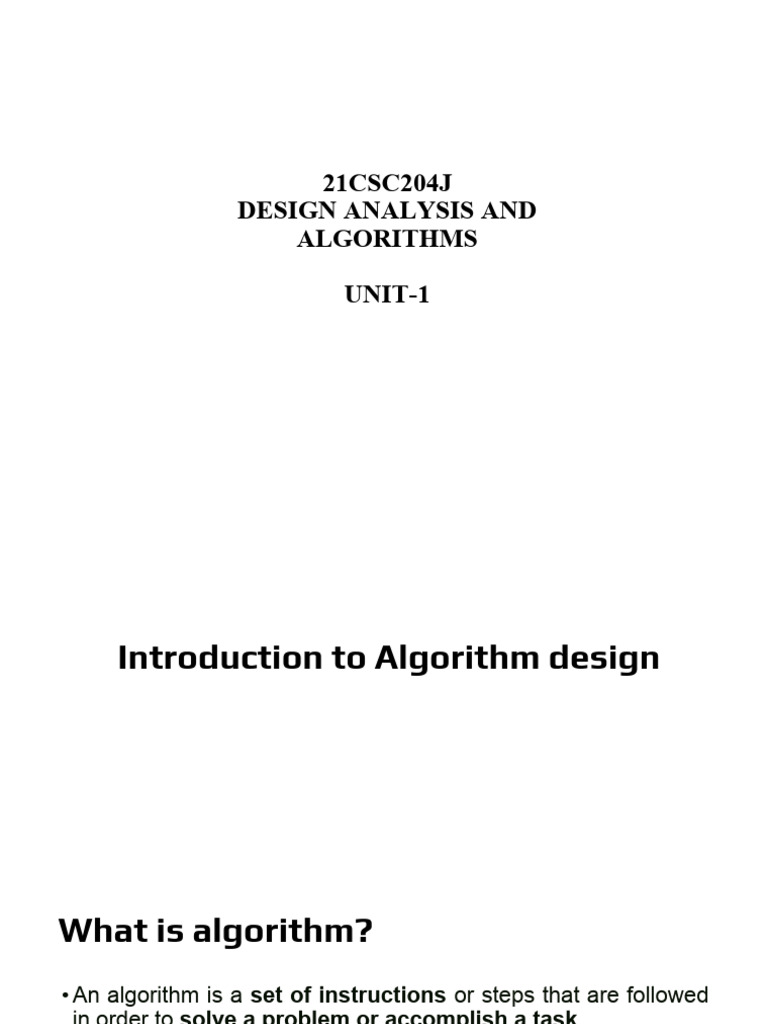 Unit1 - Introduction To Alg Design | PDF | Algorithms | Programming ...