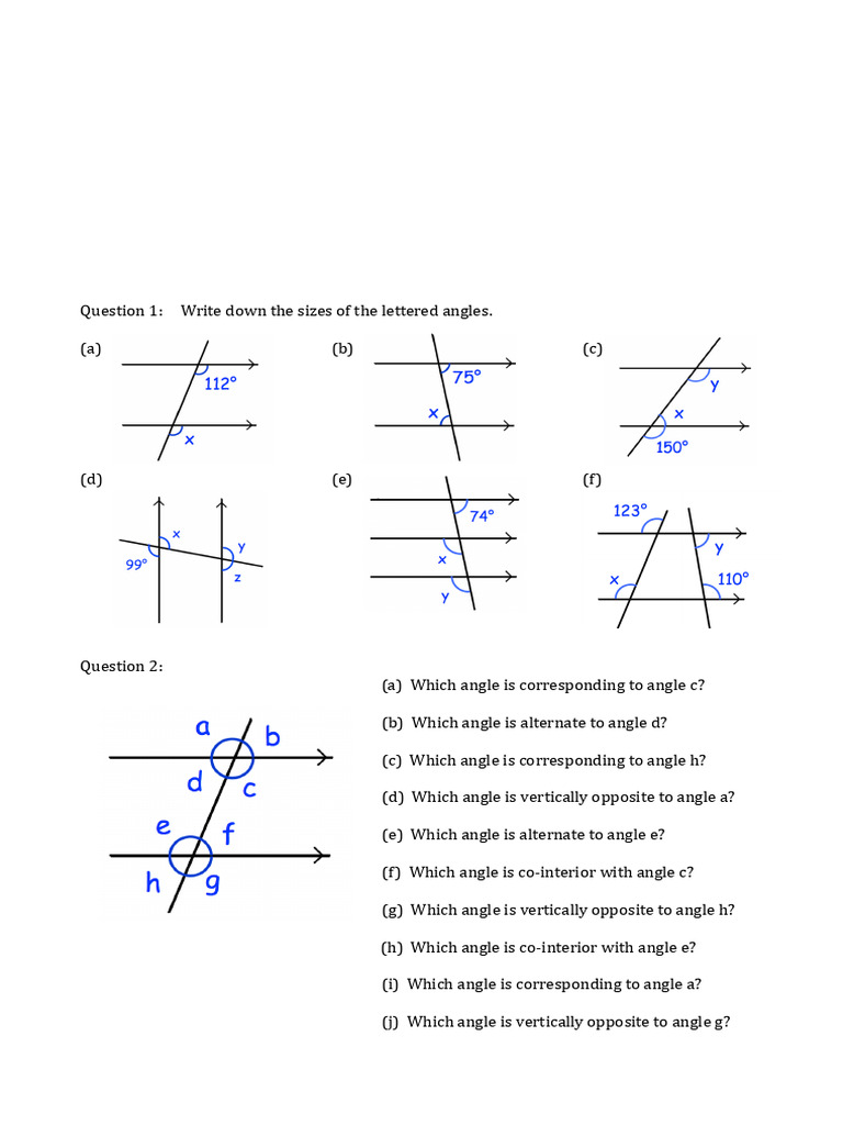 Angles in Parallel Lines Pdf1 | PDF