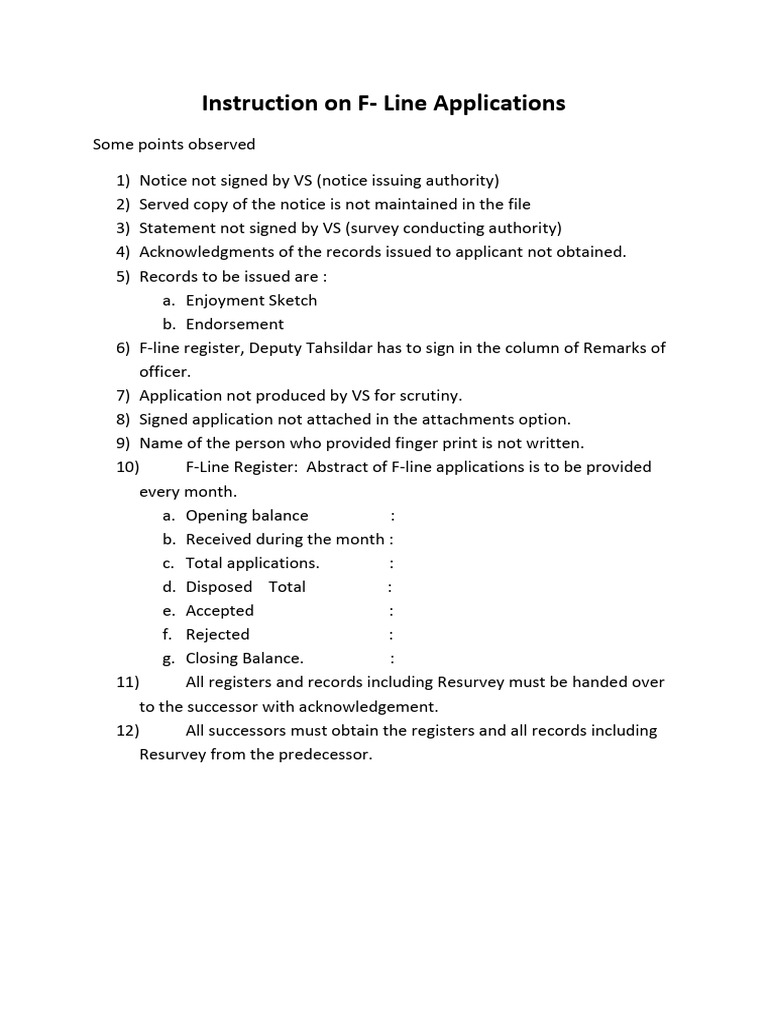 Instruction On F - Line Applications | PDF
