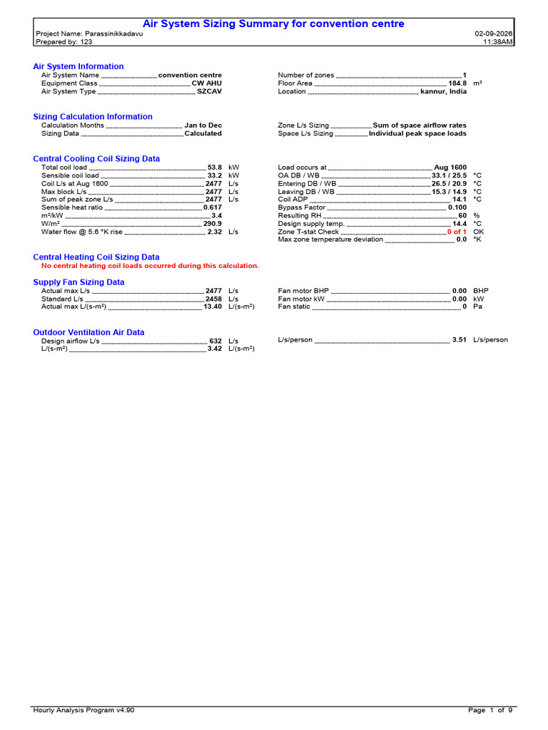 Heat Load Calculation | PDF | Ventilation (Architecture) | Wall