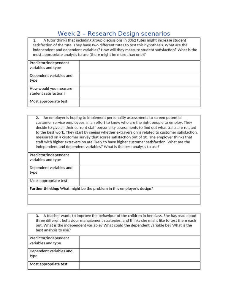 Tutorial 3 - Research Design Worksheet | PDF