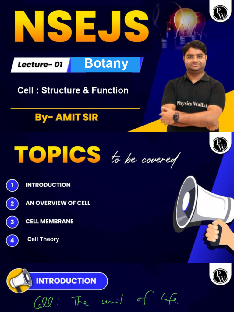 Cell - Structure & Function 01 - Class Notes - NSEJS Batch 2024 | PDF