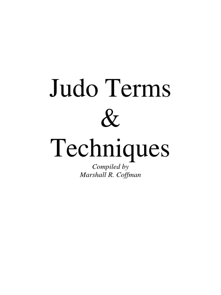 Judo Terms Techniques Judo Dō