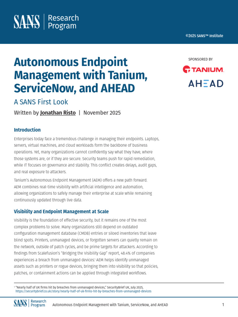 SANS Eliminate Endpoint Blind Spots Real Time Security Governance ...